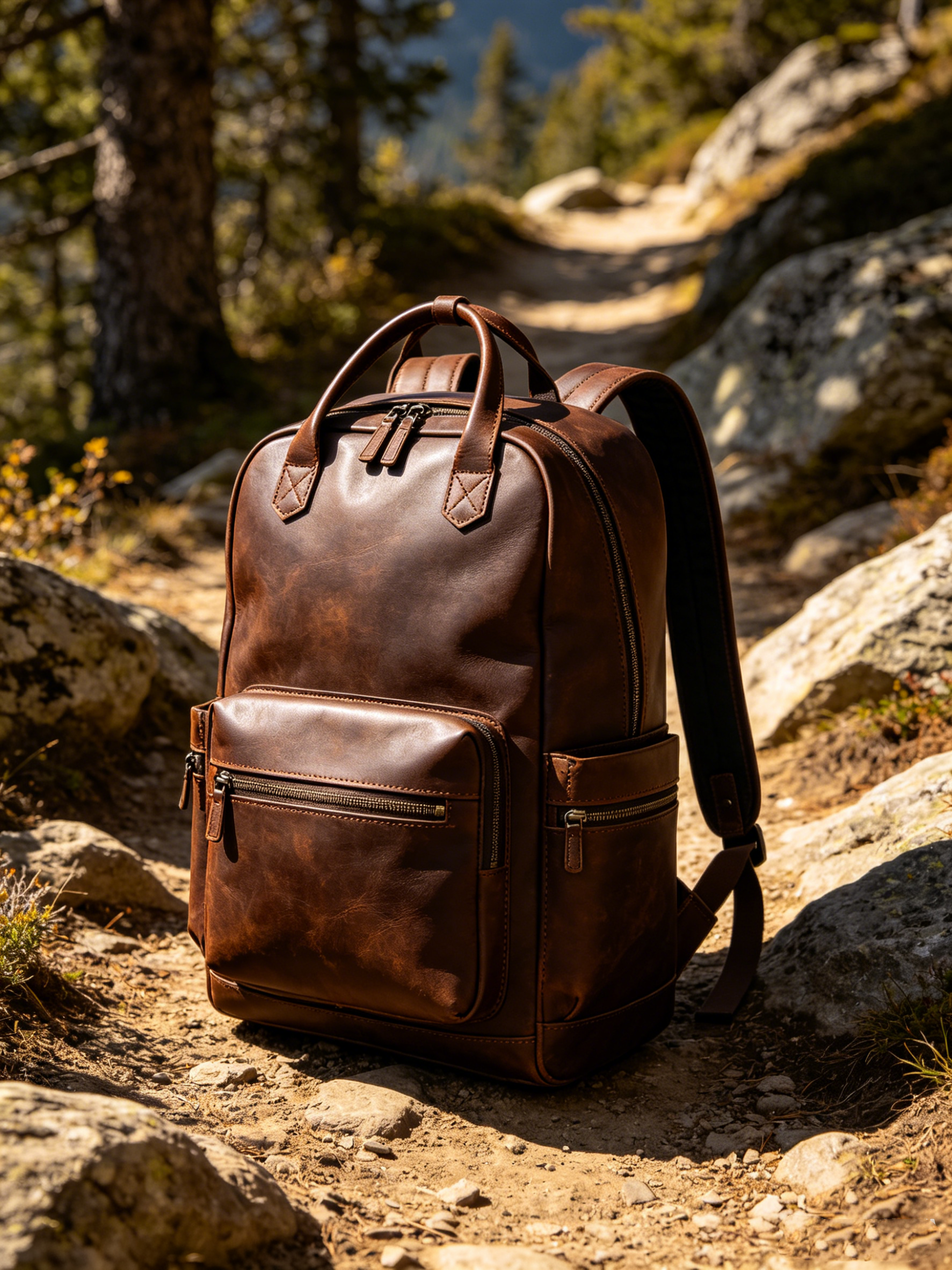 Men's  Retro Leather Outdoor Travel Backpack